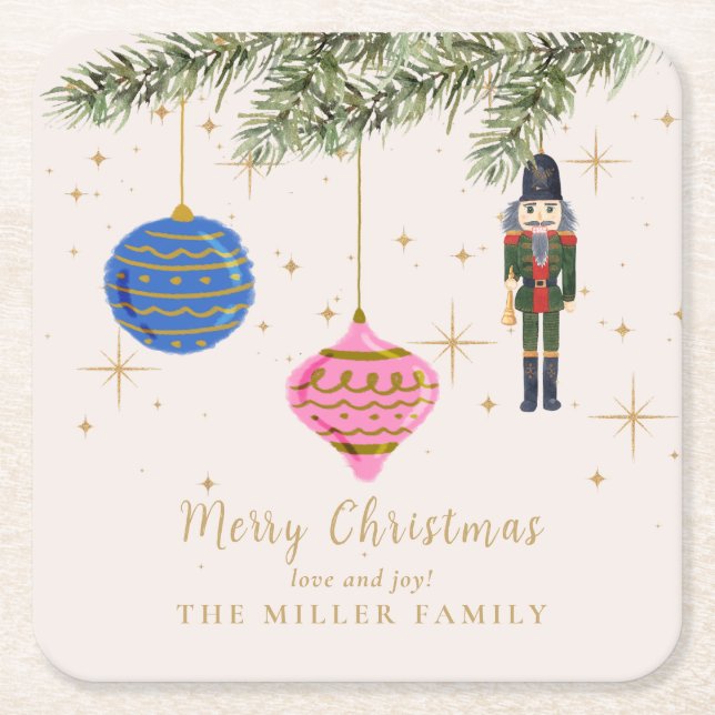 The Nutcracker, pink  Square Paper Coaster (Front)