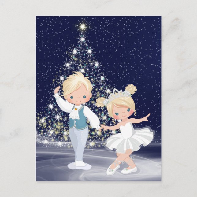 The Nutcracker Snow Queen and Cavalier Holiday Postcard (Front)