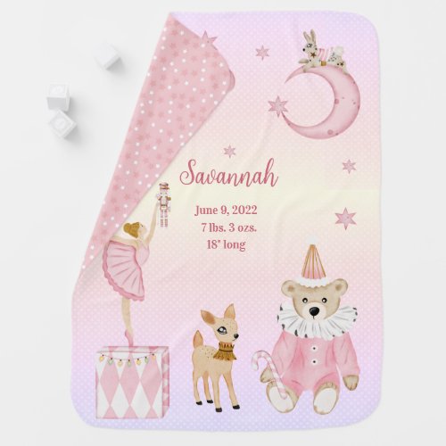 The Nutcracker Suite Personalized Birth Record Baby Blanket