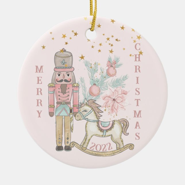 The Nutcracker Suite With His Rocking Horse Ceramic Ornament (Front)