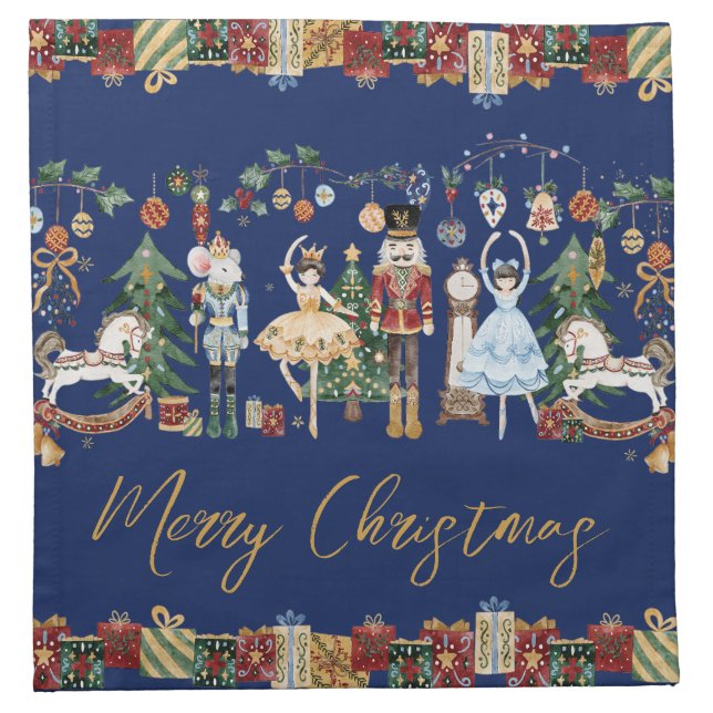 The Nutcracker Vintage Ballet Merry Christmas Cloth Napkin (Front)