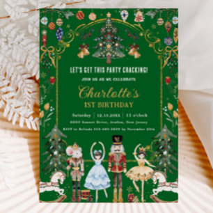 The Nutcracker Vintage Christmas 1st Birthday Invitation