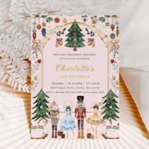 The Nutcracker Vintage Christmas Birthday  Invitation