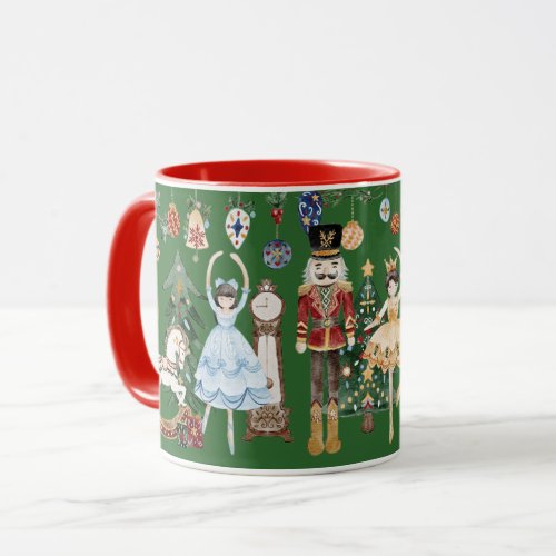 The Nutcracker Vintage Christmas Green Red   Mug