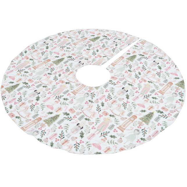 The Nutcracker watercolor holiday Brushed Polyeste Polyester Tree Skirt (Angled)