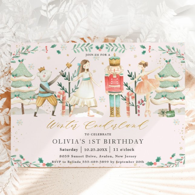 The Nutcracker Winter Onederland 1st Birthday  Inv Invitation (Creator Uploaded)
