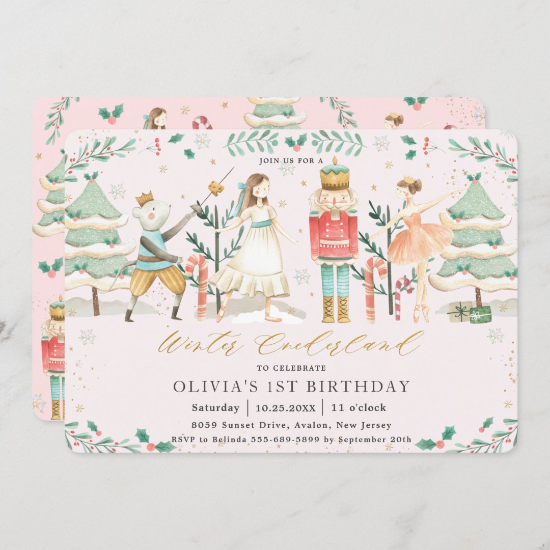 The Nutcracker Winter Onederland 1st Birthday Inv Invitation | Zazzle