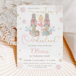 The Nutcracker Winter Onederland 1st Birthday  Invitation<br><div class="desc">Personalize this sweet pink winter onederland first birthday party invitation with your party details easily and quickly, simply press the customize it button to further re-arrange and format the style and placement of the text.  Featuring whimsical characters from the Nutcracker in sweet pastel colors. Perfect for your little snowflake's first...</div>