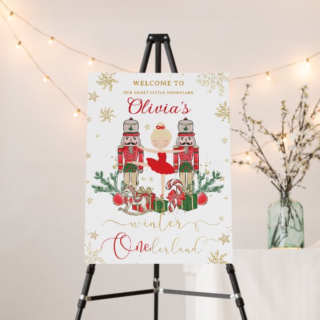 The Nutcracker Winter Onederland 1st Birthday Red  Foam Board (In Situ (Stand))