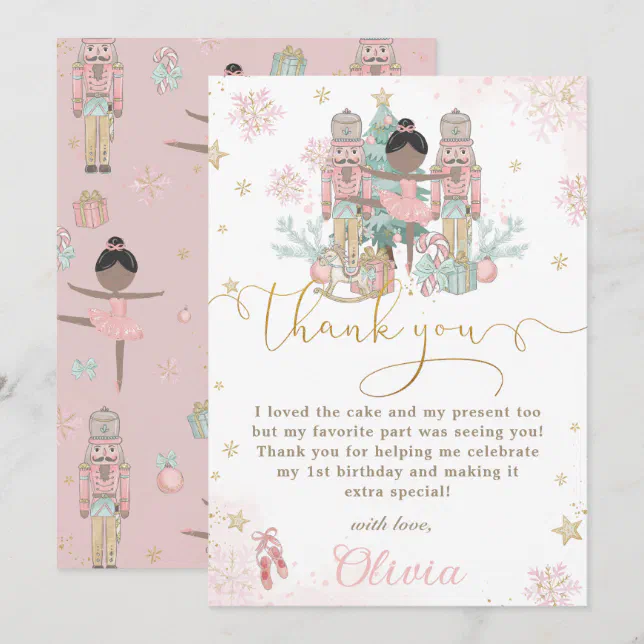 The Nutcracker Winter Onederland 1st Birthday Thank You Card | Zazzle