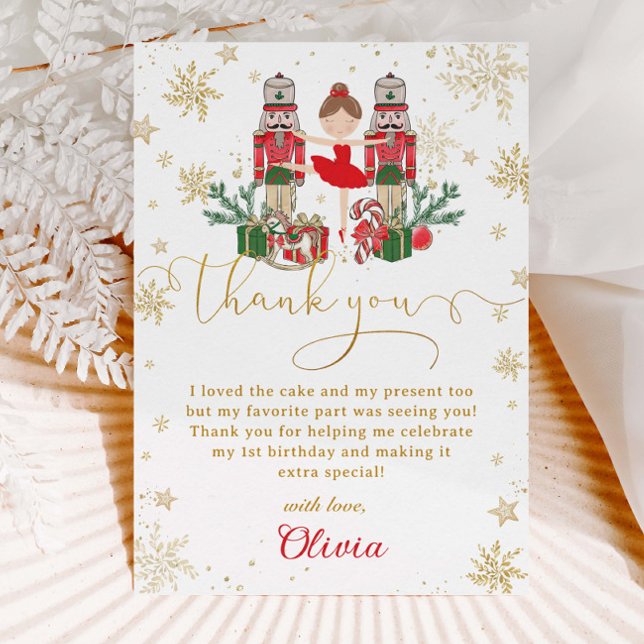 The Nutcracker Winter Onederland 1st Birthday  Thank You Card (Creator Uploaded)
