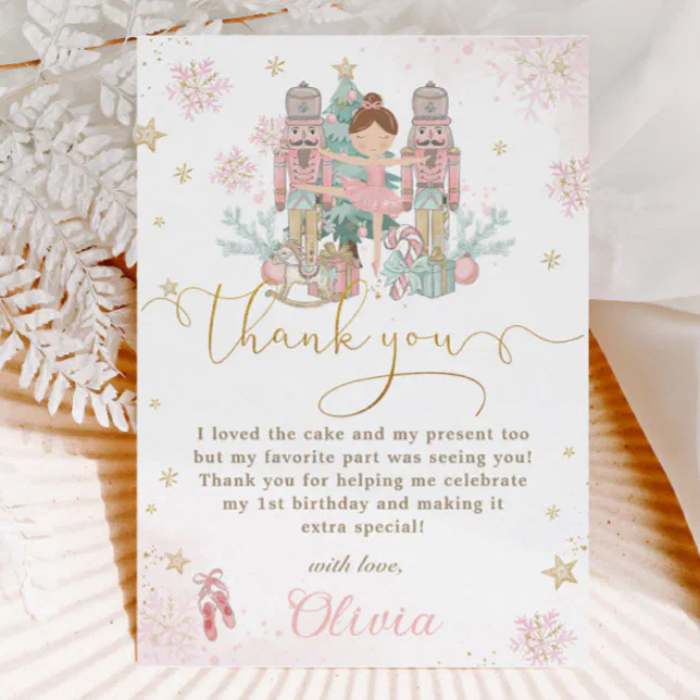 The Nutcracker Winter Onederland 1st Birthday Thank You Card | Zazzle