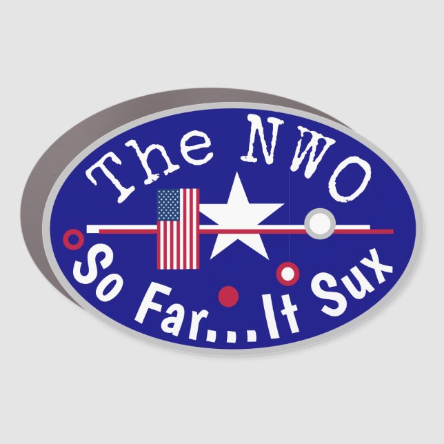 The NWO SO Far... it Sux! Large Car Magnet (Front)
