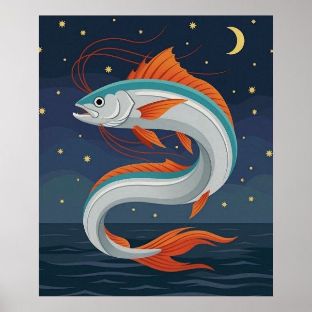 The Oarfish Tarot Card Poster with Crescent Moon a (Front)