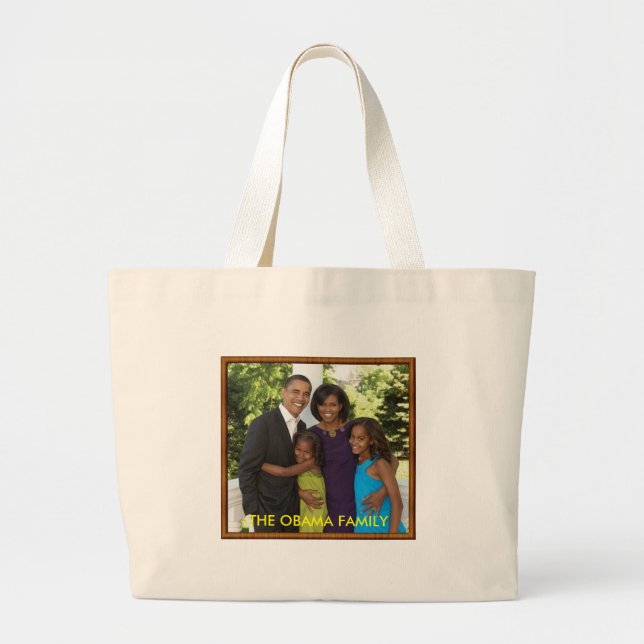 THE OBAMA FAMILY - Customized Large Tote Bag (Front)