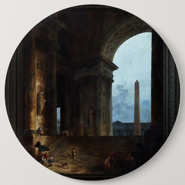 The Obelisk by Hubert Robert Button (Front)