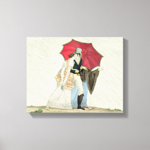 The Obliging Umbrella, plate 40 from 'Le Bon Genre Canvas Print