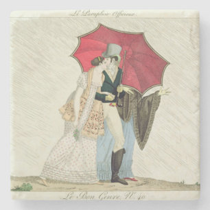 The Obliging Umbrella, plate 40 from 'Le Bon Genre Stone Coaster