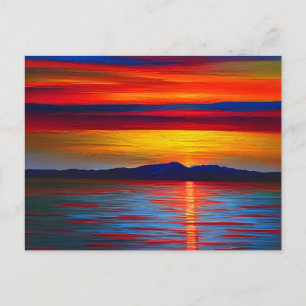 The ocean at sunset abstract postcard