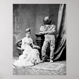 The Ocean Empress and Deep Sea Diver - Circa 1880 Poster