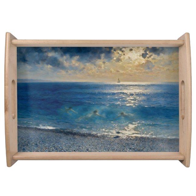 The Ocean Keeps Secrets – A Compelling Seascape Serving Tray (Front)