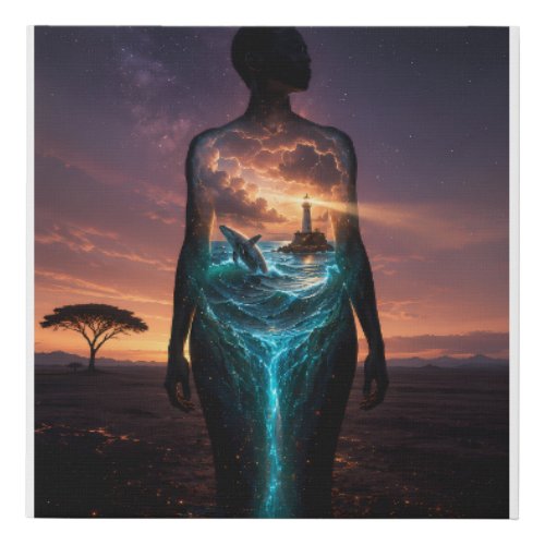 "The Ocean Within — Carrying Storms Inside Faux Canvas Print