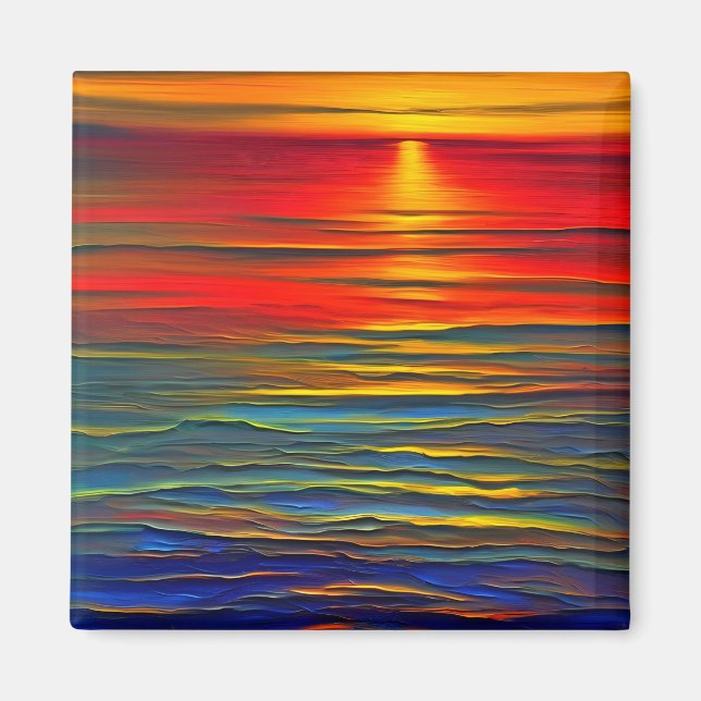 The ocean's sunset in an abstract way  magnet (Front)
