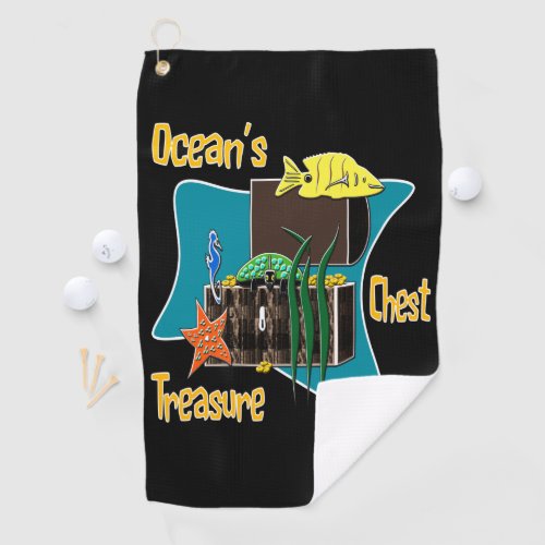 The oceans treasure chest   golf towel