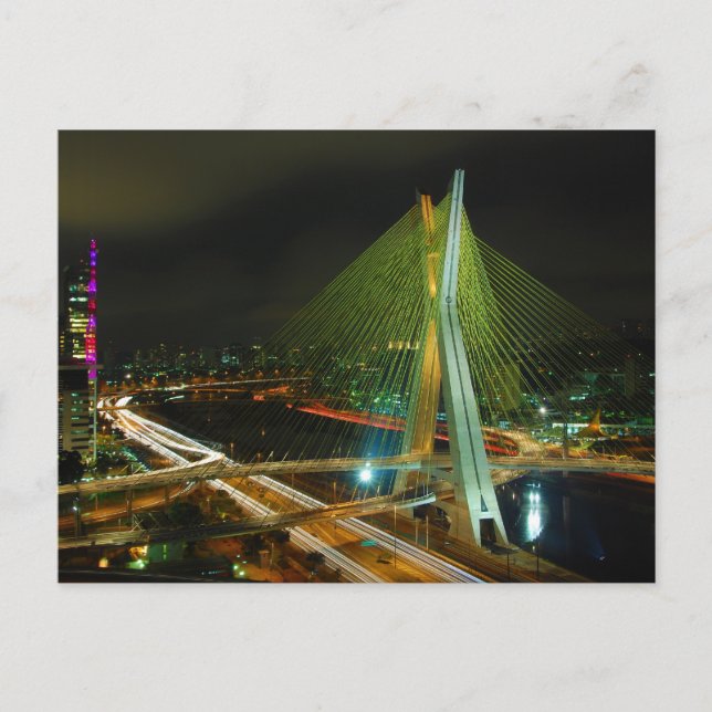 The Octavio Frias de Oliveira Bridge Sao Paulo Postcard (Front)