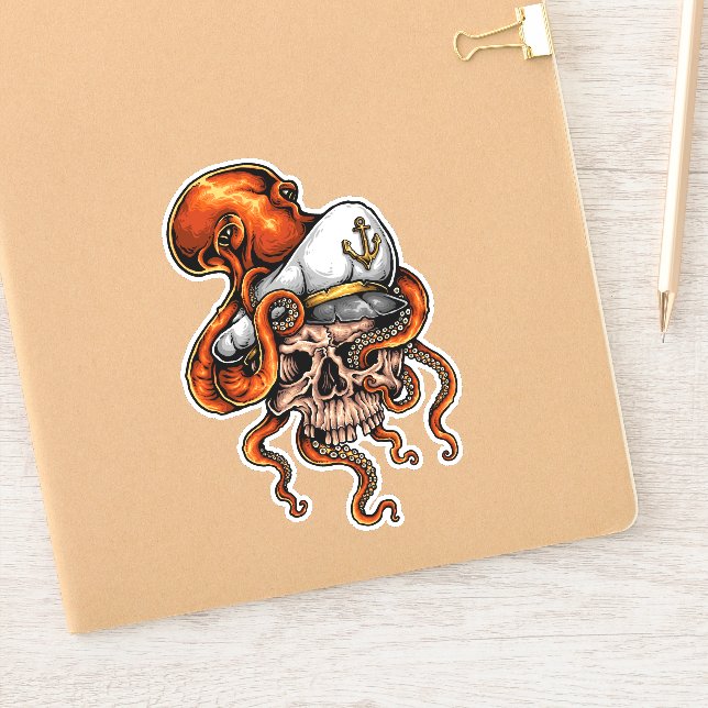 The Octopus & The Sea Captain Sticker (Notebook)