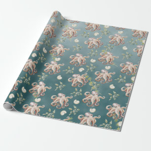 The Octopus Under A Deep Green Sea Wrapping Paper