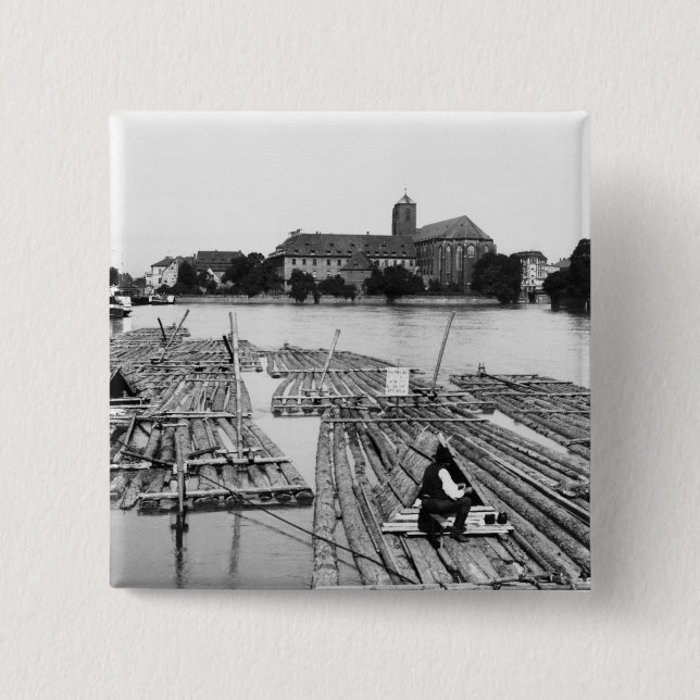 The Oder at Breslau  Poland, c.1910 Pinback Button (Front)