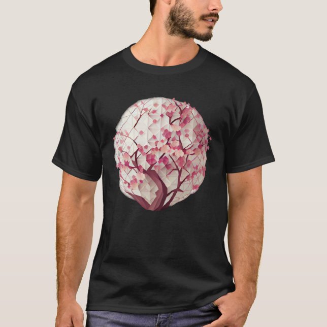 The of Spring Geometric Cherry Blossom Sphere T-Shirt (Front)