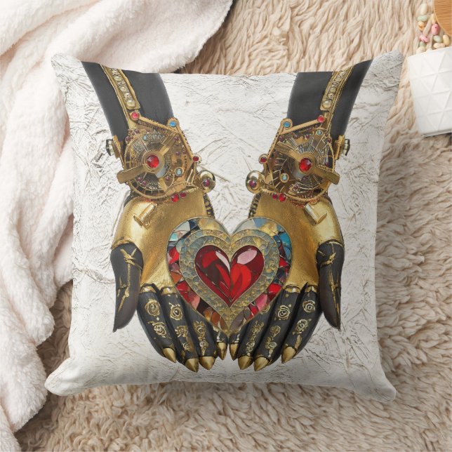 The Offering - Heart in Hands Throw Pillow (Blanket)