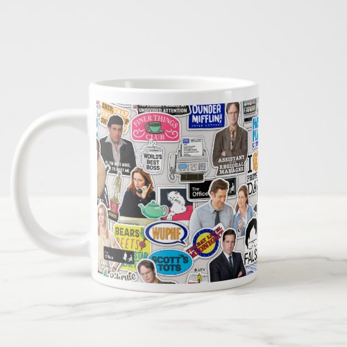 The Office  Character Meme Sticker Pattern Giant Coffee Mug