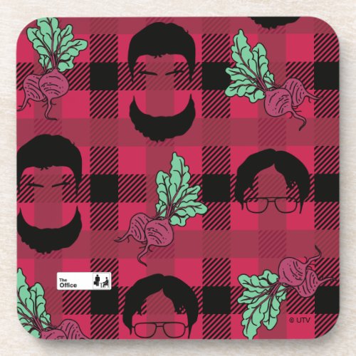 The Office  Dwight  Mose Beet Plaid Pattern Beverage Coaster