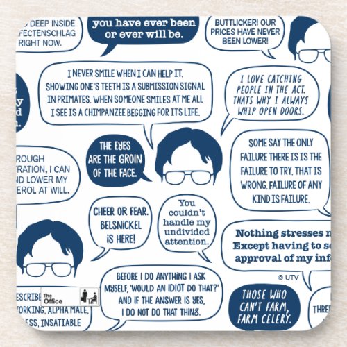 The Office  Dwight Schrute Quotes Pattern Beverage Coaster