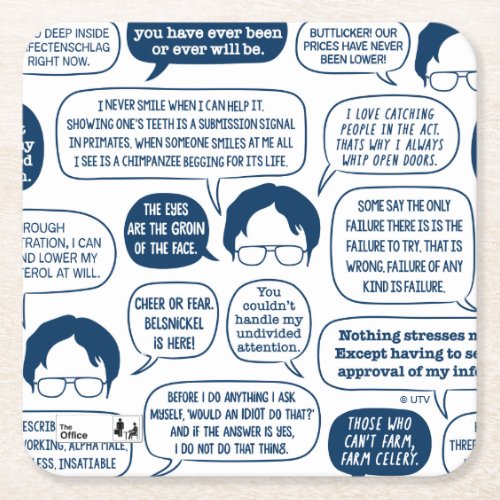 The Office  Dwight Schrute Quotes Pattern Square Paper Coaster