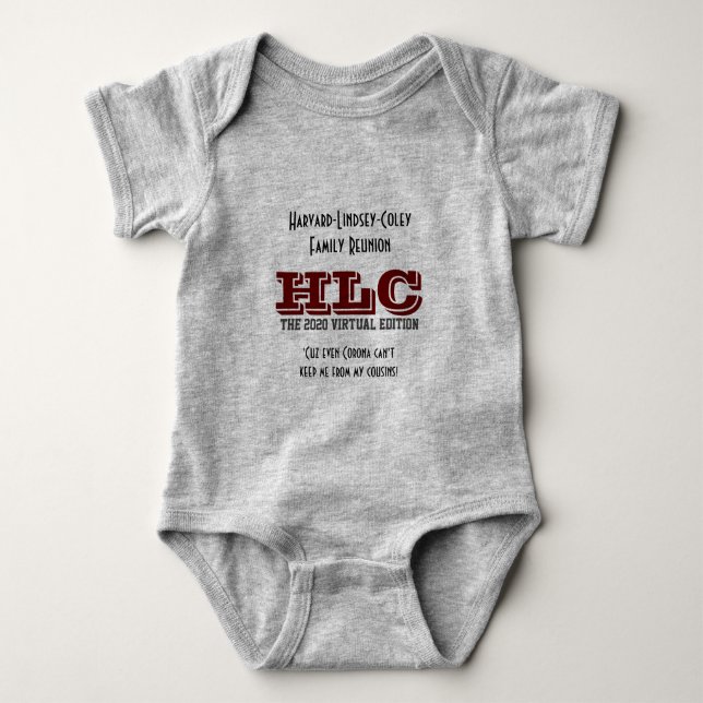 The official 2020 Harvard Lindsey Coley One Piece Baby Bodysuit (Front)