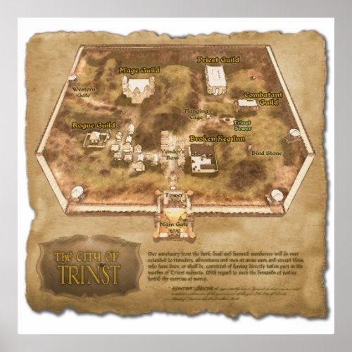 The Official Map of the City of Trinst Poster
