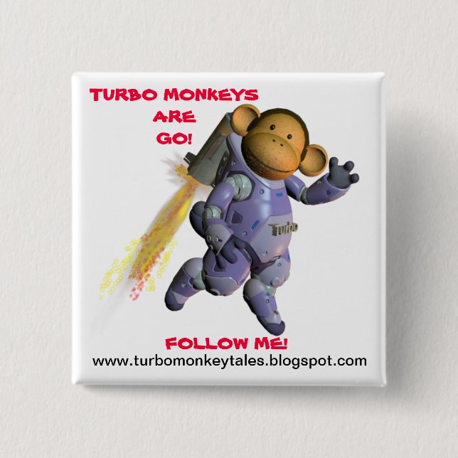 The Official Turbo Monkey Crit Crew Blog Launch Pinback Button (Front)