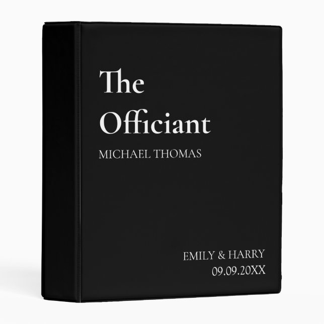 The Officiant Pastor Wedding Ceremony Organizer Mini Binder (Front/Spine)