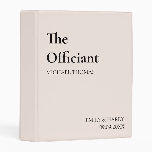 The Officiant Pastor Wedding Ceremony Organizer Mini Binder (Front/Spine)