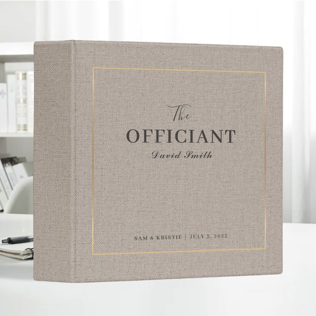 The Officiant Wedding Marriage Black Gold Elegant 3 Ring Binder (Creator Uploaded)