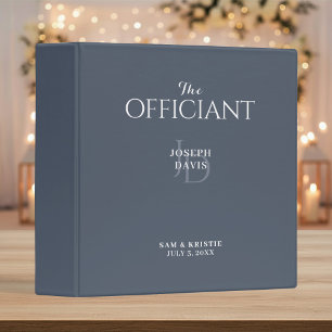 The Officiant Wedding Marriage Elegant Monogram 3 Ring Binder