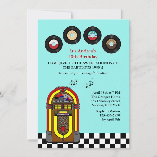 The Old 45's Birthday Party Invitation (Front)