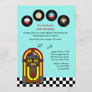 The Old 45's Birthday Party Invitation by CottonLamb at Zazzle