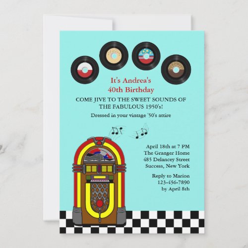 The Old 45s Birthday Party Invitation