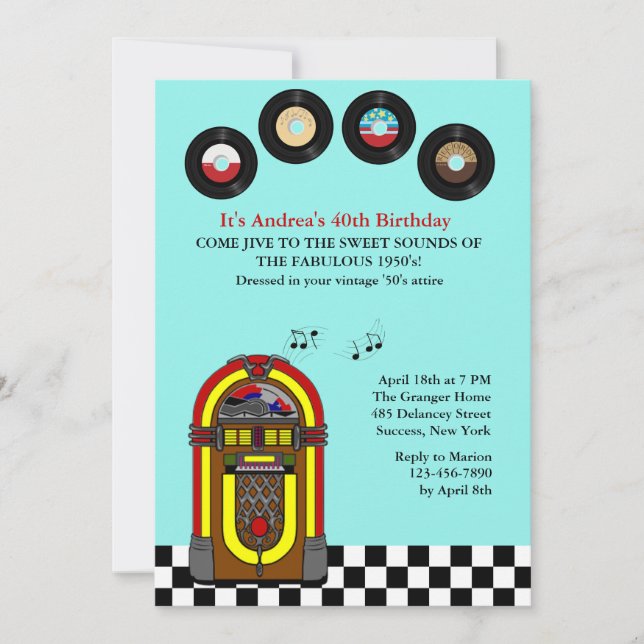The Old 45's Birthday Party Invitation (Front)