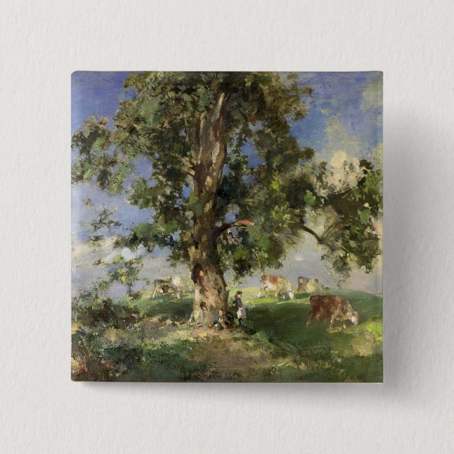The Old Ash Tree (oil on canvas) Button (Front)